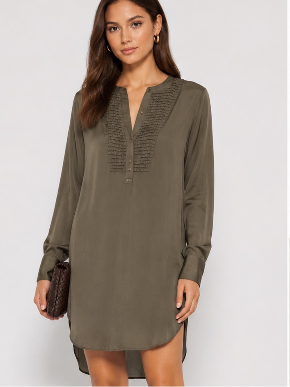 Joe Fresh 100% silk Dress Size XS Olive Green tunic